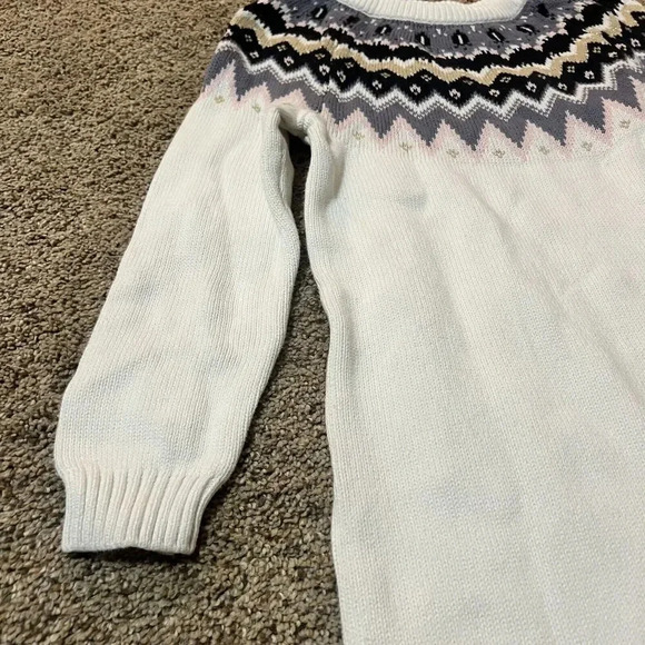 Gymboree Fair Isle Sweater Shirt Dress Girls Cable Knit Pattern Boho Warm White - Picture 6 of 9